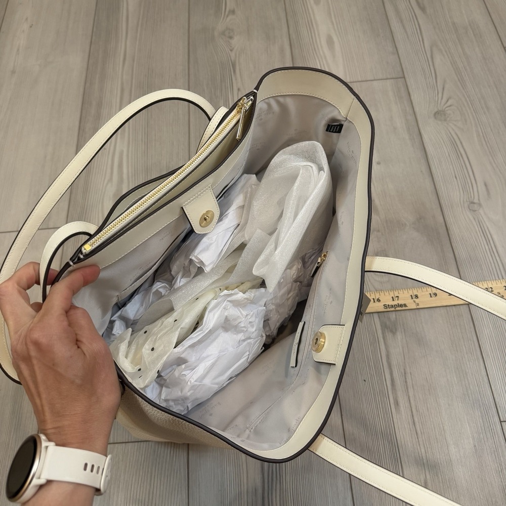 NWT Kate Spade KN624 Cece Pebbled Leather Large Tote Set In Meringue BEIGE - Picture 10 of 13